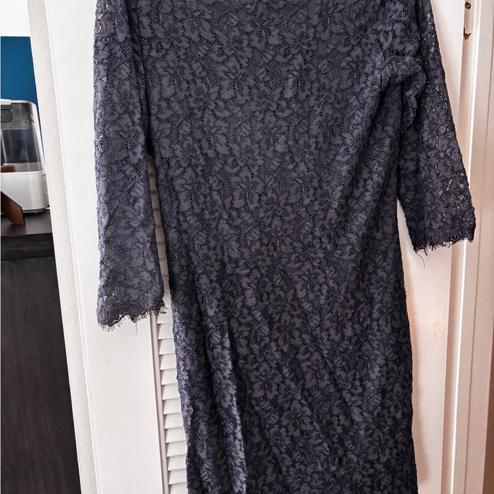 Diane Von Fursenberg Elegant Lace Dress in Gray